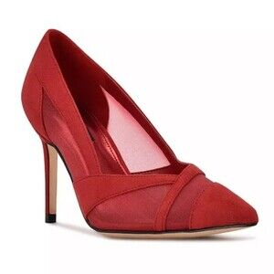 NINE WEST Women's Evani Dress Pumps suede red Valentine’s shoes 7